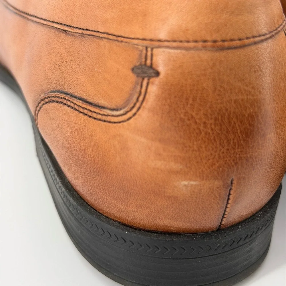 Cole Haan Loafers Mens 10 Tan C12375 Leather Slip On Apron Toe Dress Shoes